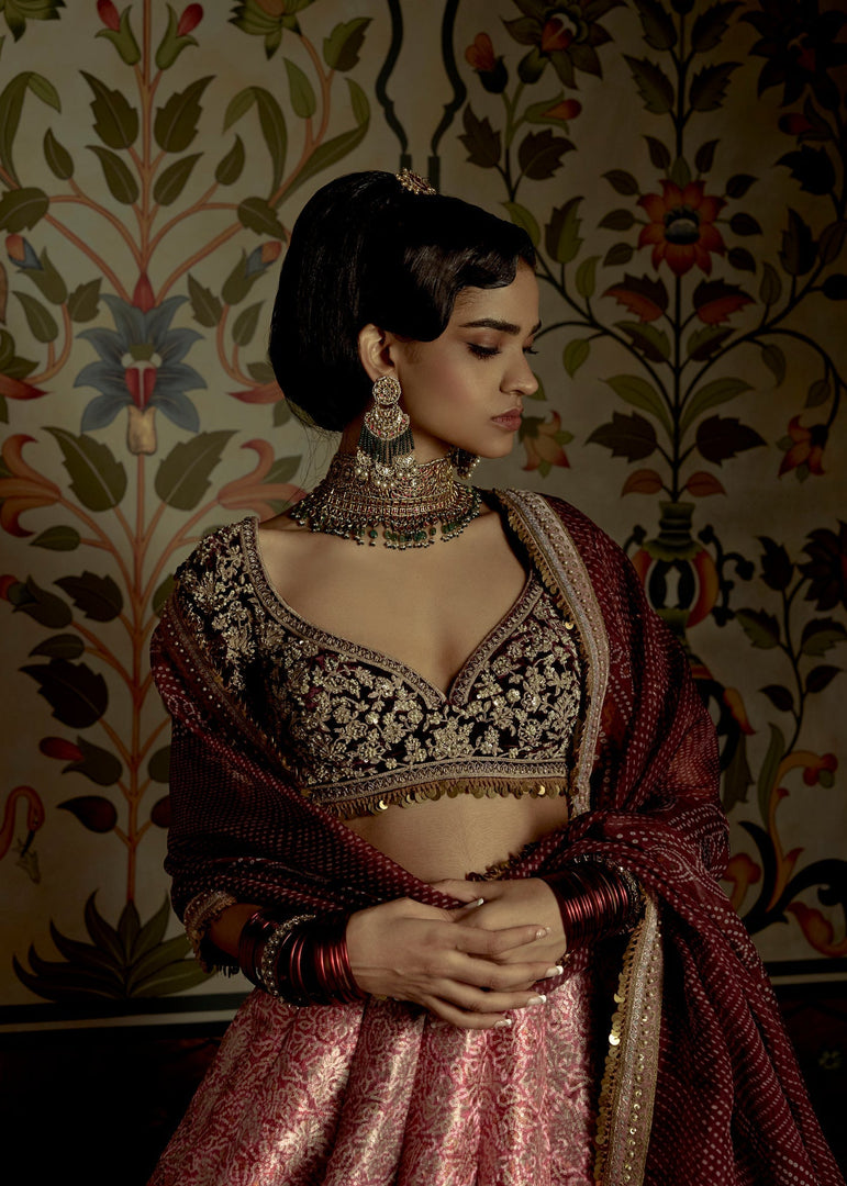 PINK BANDHNI LEHENGA SET