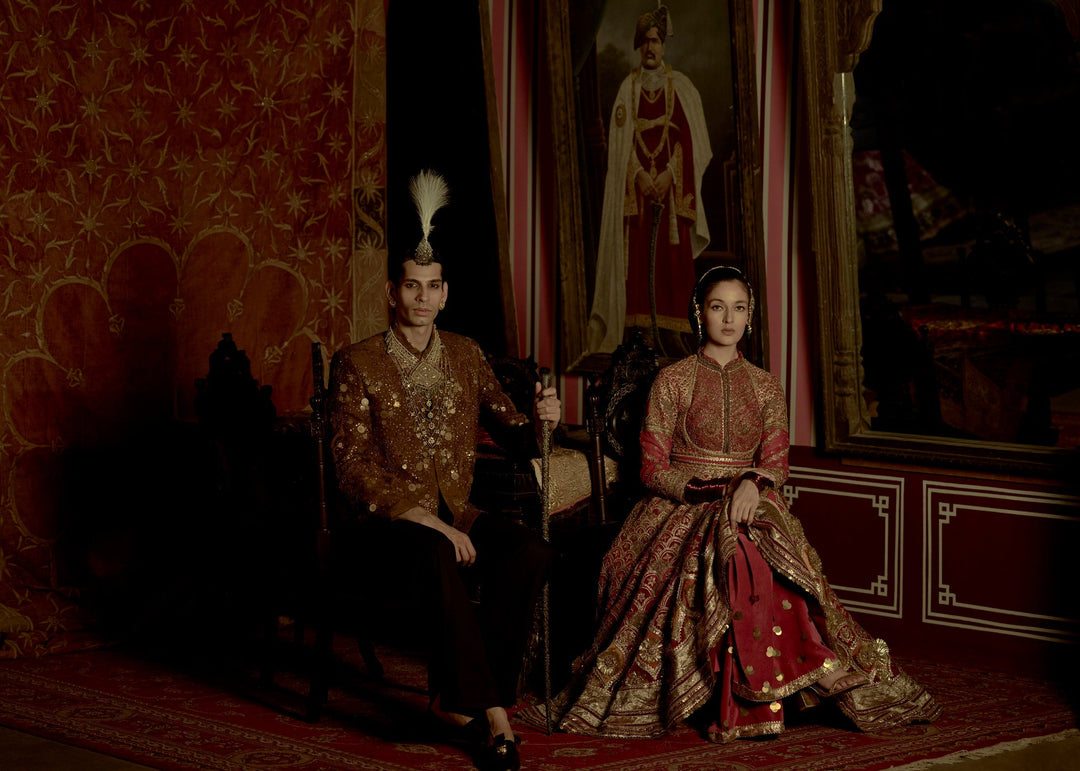 BLACK AND GOLD LEHENGA SET