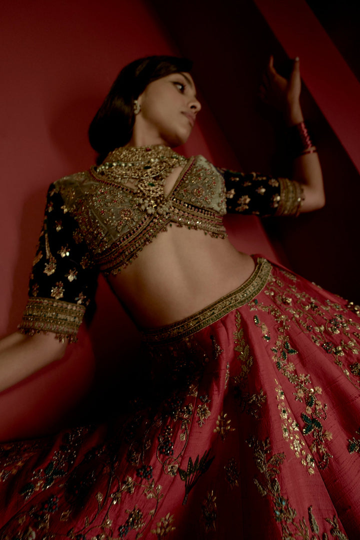 PURITAN GREY RAW SILK TANGO LEHNGA SET