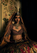 Load image into Gallery viewer, MUSTARD GREY RAW SILK LEHENGA SET