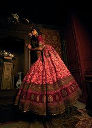 CAMELLIA ROSE RAWSILK LEHENGA SET